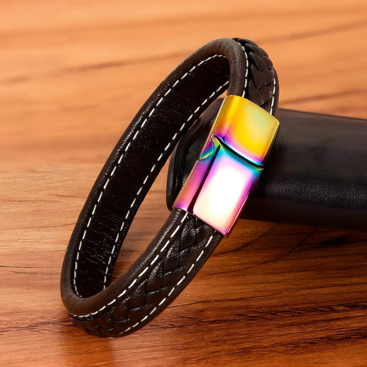 Colorful Rainbow Braided Leather Bracelet Leather Unique Leather Bracelets   