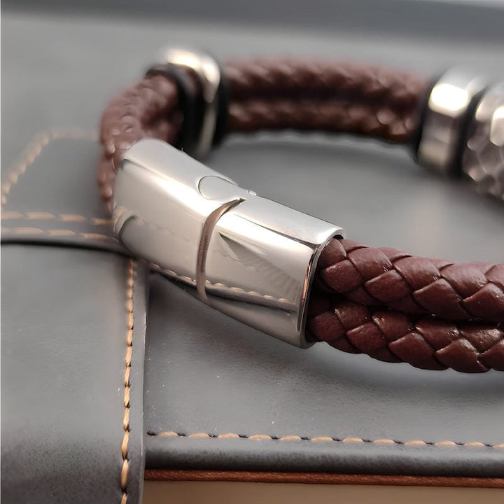 Double Braided Brown Leather Bracelet Leather Unique Leather Bracelets   
