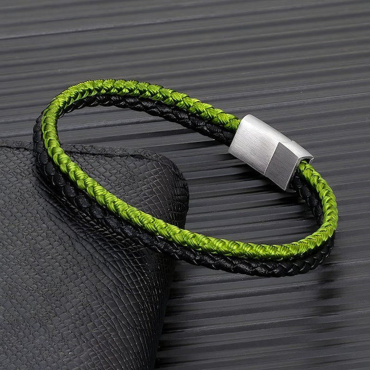 Double Color Strand Rope & Leather Bracelet bracelet by Unique Leather Bracelets