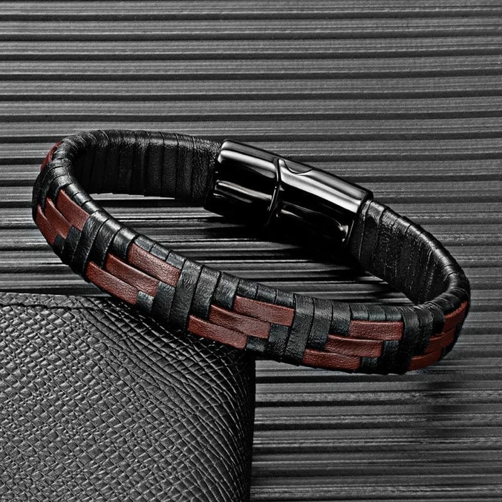 Hand Woven Multicolor Mens Leather Bracelet bracelet by Unique Leather Bracelets