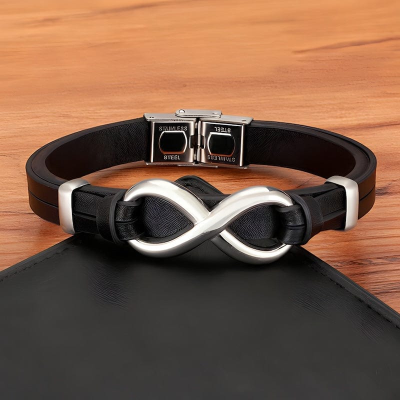 Infinity Symbol Genuine Leather Mens Bracelet Leather Unique Leather Bracelets   