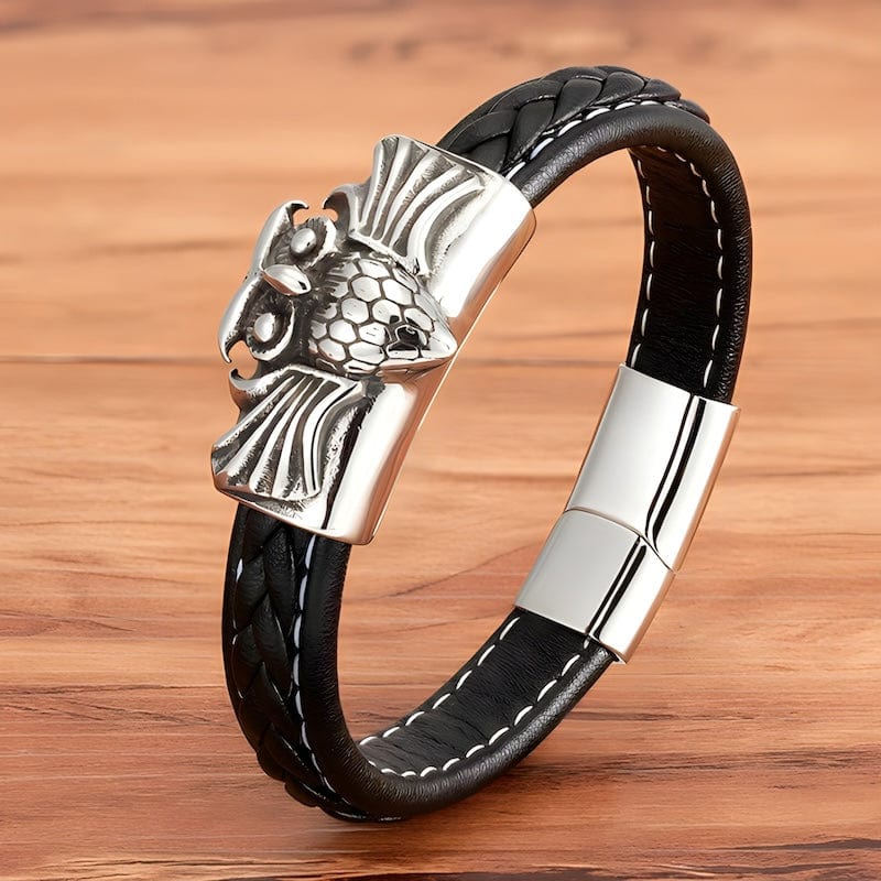 Owl Mens Leather Bracelet bracelet by Unique Leather Bracelets