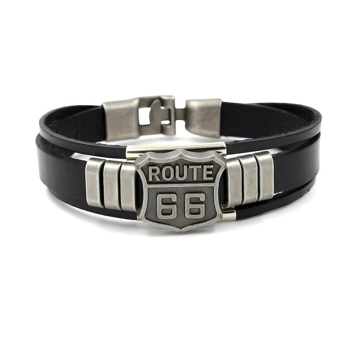 Route 66 Sign Leather Bracelet bracelet by Unique Leather Bracelets