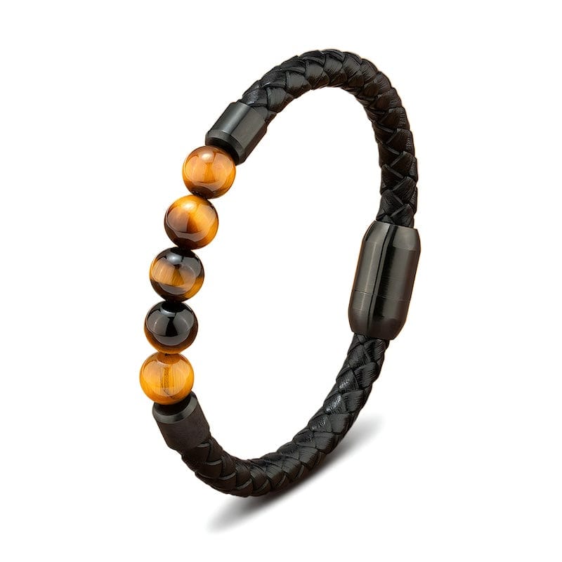 Tiger Eye Beading Braided Leather Bracelet bracelet by Unique Leather Bracelets
