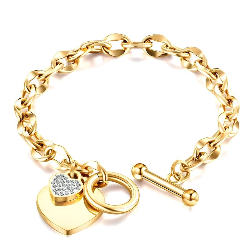Fashion Love Heart Link Chain Bracelet Link Chain Unique Leather Bracelets Adjustable Silver/Gold 