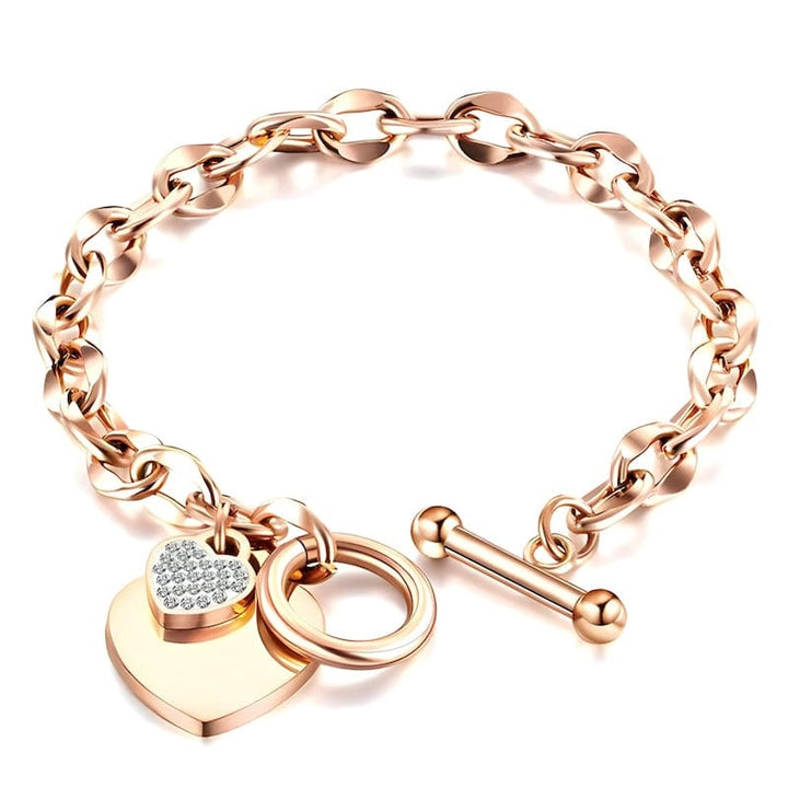 Fashion Love Heart Link Chain Bracelet Link Chain Unique Leather Bracelets Adjustable Silver/Rose Gold 