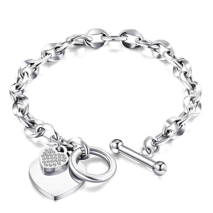 Fashion Love Heart Link Chain Bracelet Link Chain Unique Leather Bracelets Adjustable Silver 