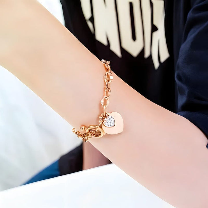 Fashion Love Heart Link Chain Bracelet Link Chain Unique Leather Bracelets   