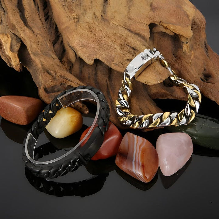 Wide Chain Stainless Steel Double Link Bracelet bracelet by Unique Leather Bracelets