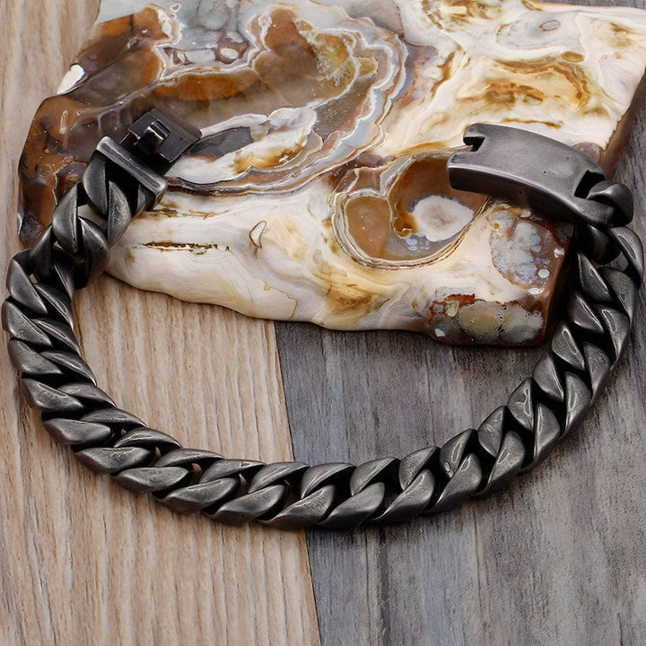 Wide Chain Stainless Steel Double Link Bracelet bracelet by Unique Leather Bracelets