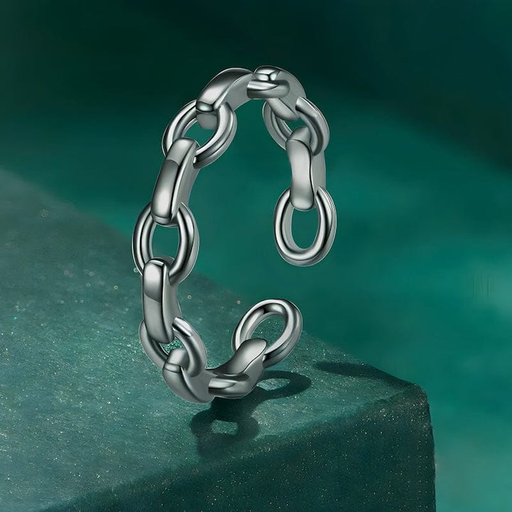 Chain Ring Sterling Silver Rings Unique Leather Bracelets   