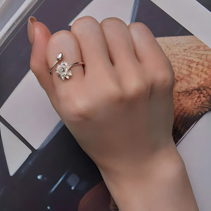 Lotus Ring Sterling Silver Adjustable bracelet by Unique Leather Bracelets