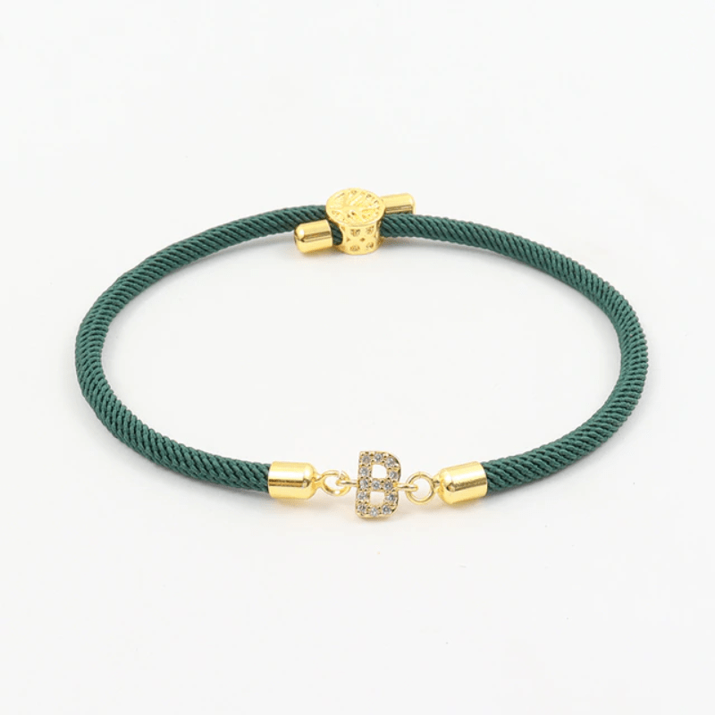 Initial Bracelet Rope Green bracelet by Unique Leather Bracelets