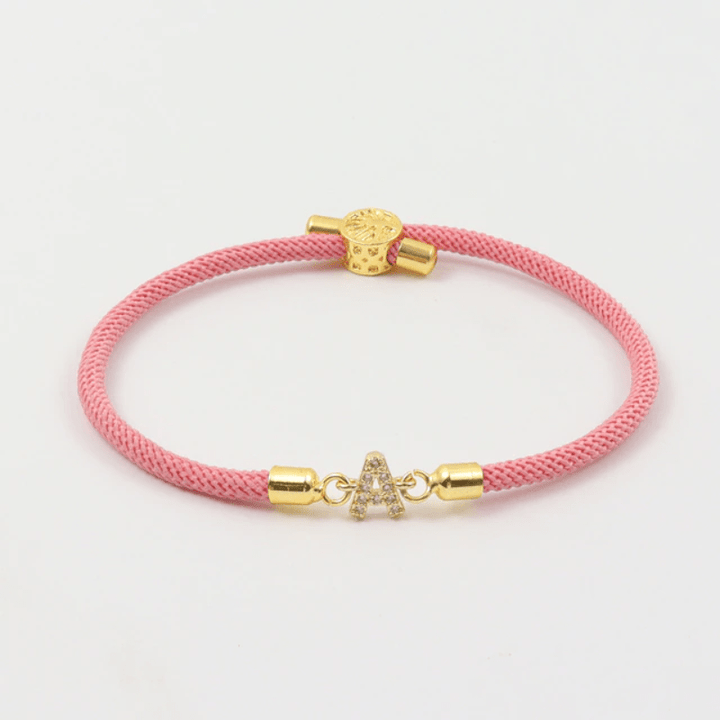 Initial Bracelet Rope Pink bracelet by Unique Leather Bracelets