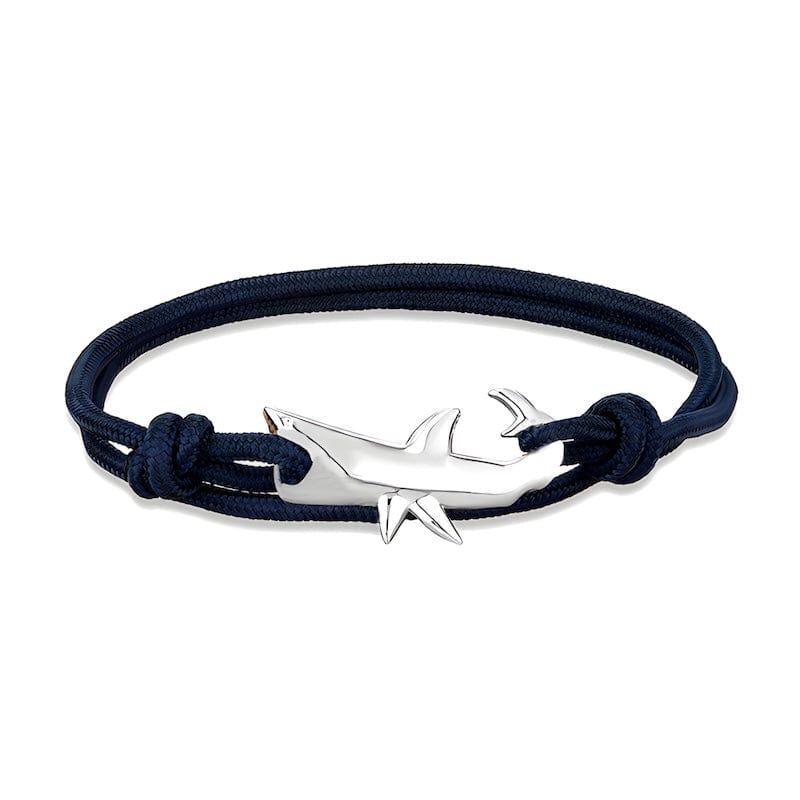 Multilayer Rope Ocean Animal Shark Bracelet Rope Unique Leather Bracelets Silver/Dark Blue Adjustable 