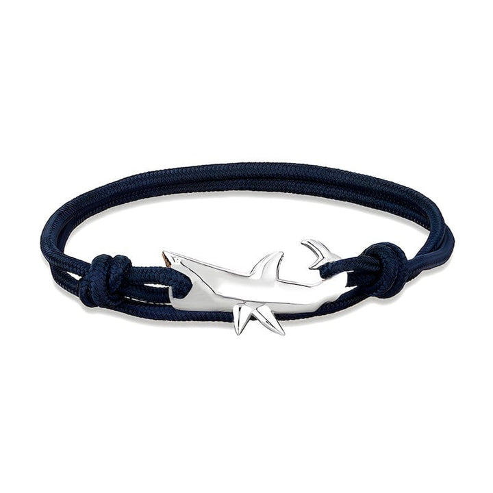 Multilayer Rope Ocean Animal Shark Bracelet Rope Unique Leather Bracelets Adjustable Silver/Dark Blue 