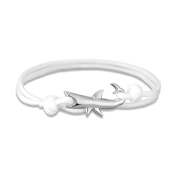 Multilayer Rope Ocean Animal Shark Bracelet Rope Unique Leather Bracelets Adjustable Silver/White 