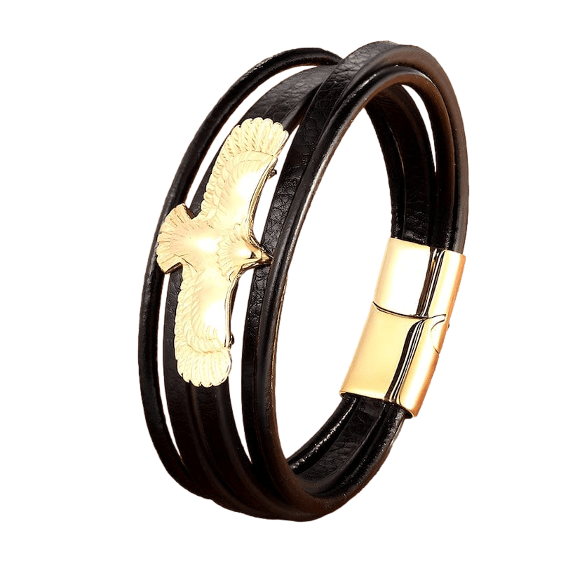 Eagle Wrap Leather Bracelet Wrap Unique Leather Bracelets 21.5cm Silver/Gold 