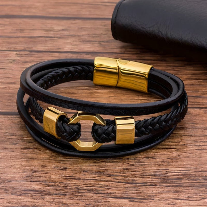 Geometric Shape Octagon Wrap Leather Bracelet bracelet by Unique Leather Bracelets