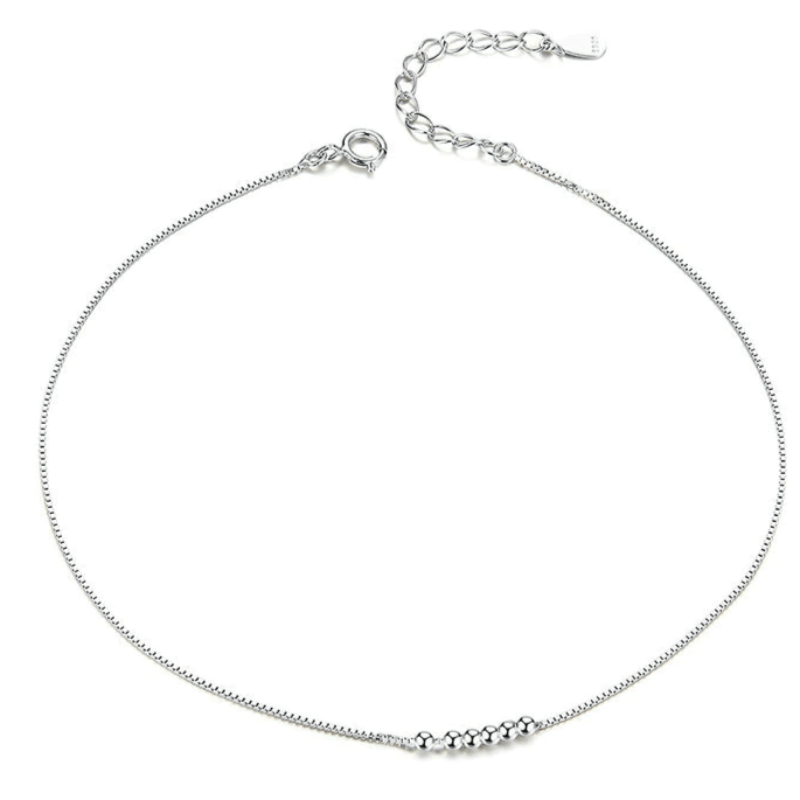 Beaded Anklet Sterling Silver 925 Womens Anklets Unique Leather Bracelets Silver Adjustable 925 Sterling Silver