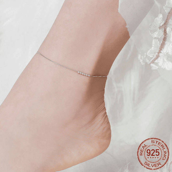 Beaded Anklet Sterling Silver 925 Womens Anklets Unique Leather Bracelets   