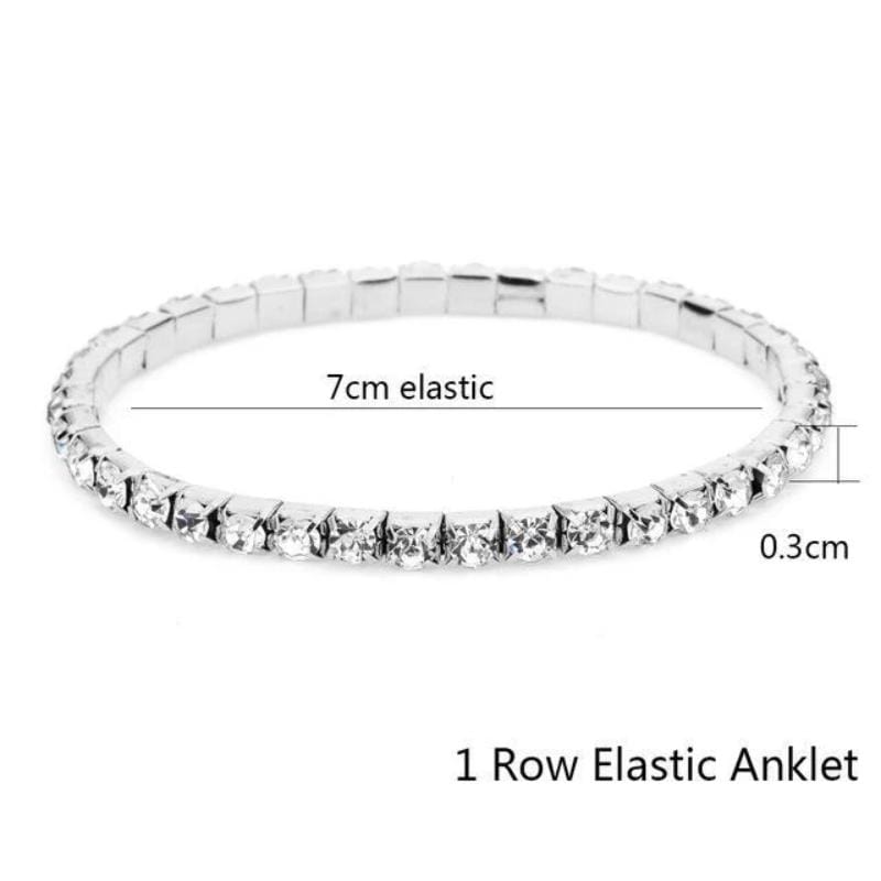 Anklets Studded Rhinestone Anklet For Women 1 Row Anklet / Silver