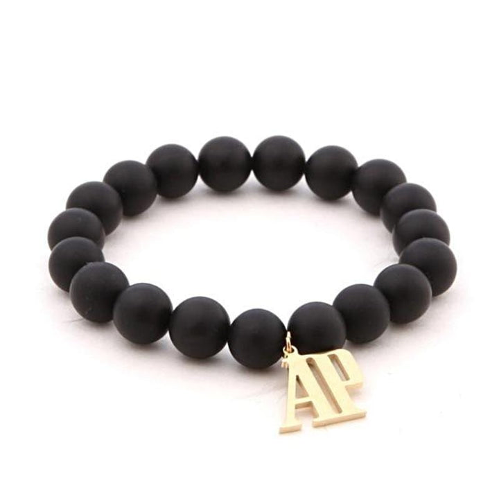 AP Beaded Beaded Unique Leather Bracelets Black/Gold XSmall 8mm