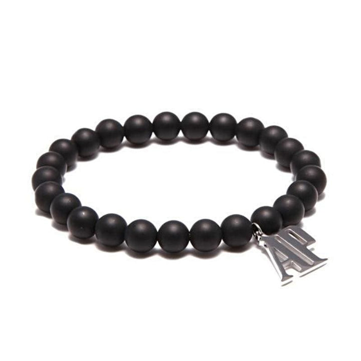 AP Beaded Beaded Unique Leather Bracelets Black/Silver/Black XSmall 6mm