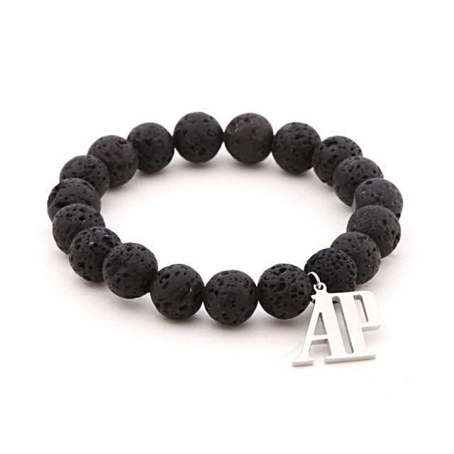 AP Beaded Beaded Unique Leather Bracelets Black/Silver/Lava XSmall 8mm