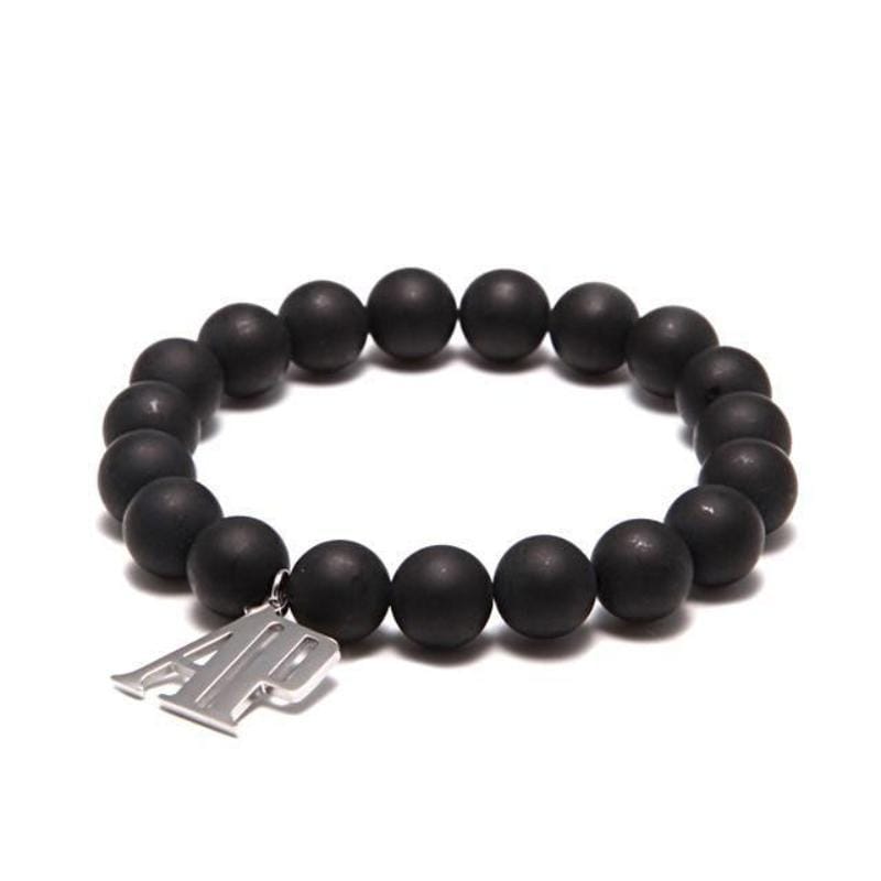 AP Beaded Beaded Unique Leather Bracelets Black/Silver XSmall 8mm