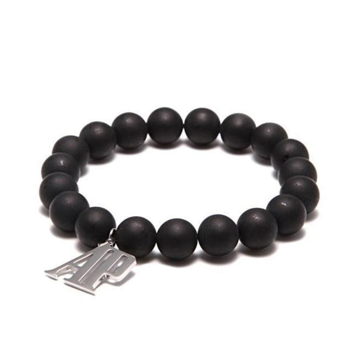 AP Beaded Beaded Unique Leather Bracelets Black/Silver XSmall 8mm