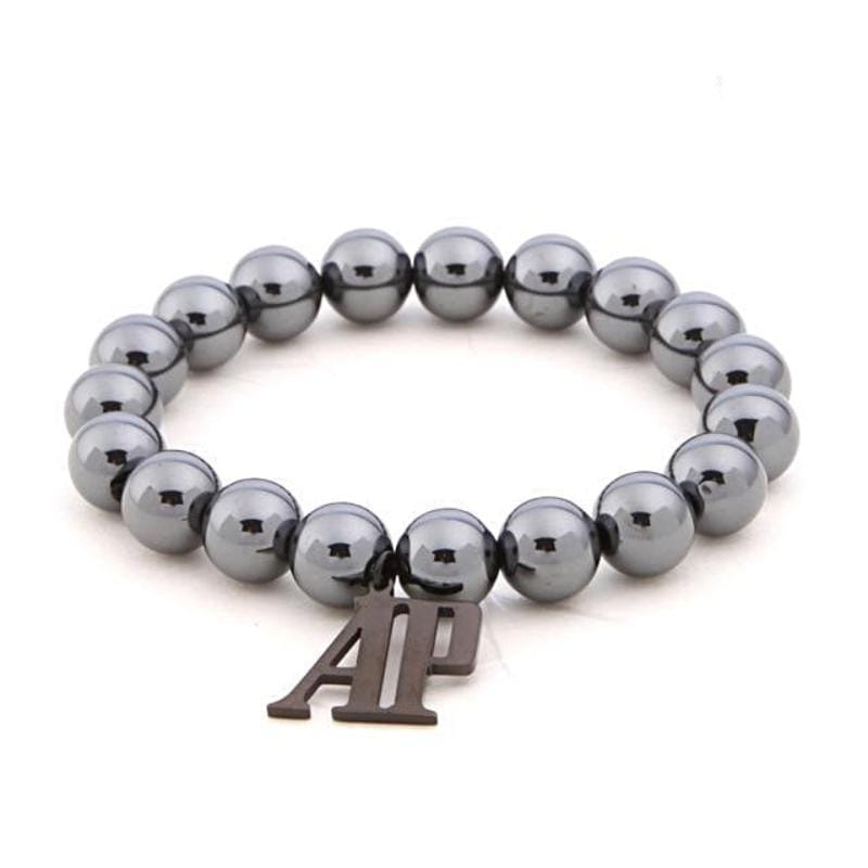 AP Beaded Beaded Unique Leather Bracelets Silver/Coffee XSmall 10mm