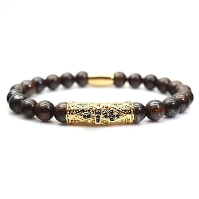 Beaded Bracelets Macrame Brown Onyx Beaded Bracelets Brown/Gold / Small