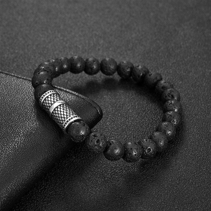 Beaded Bracelets Volcanic Stone Beaded Bracelet Medium / Black