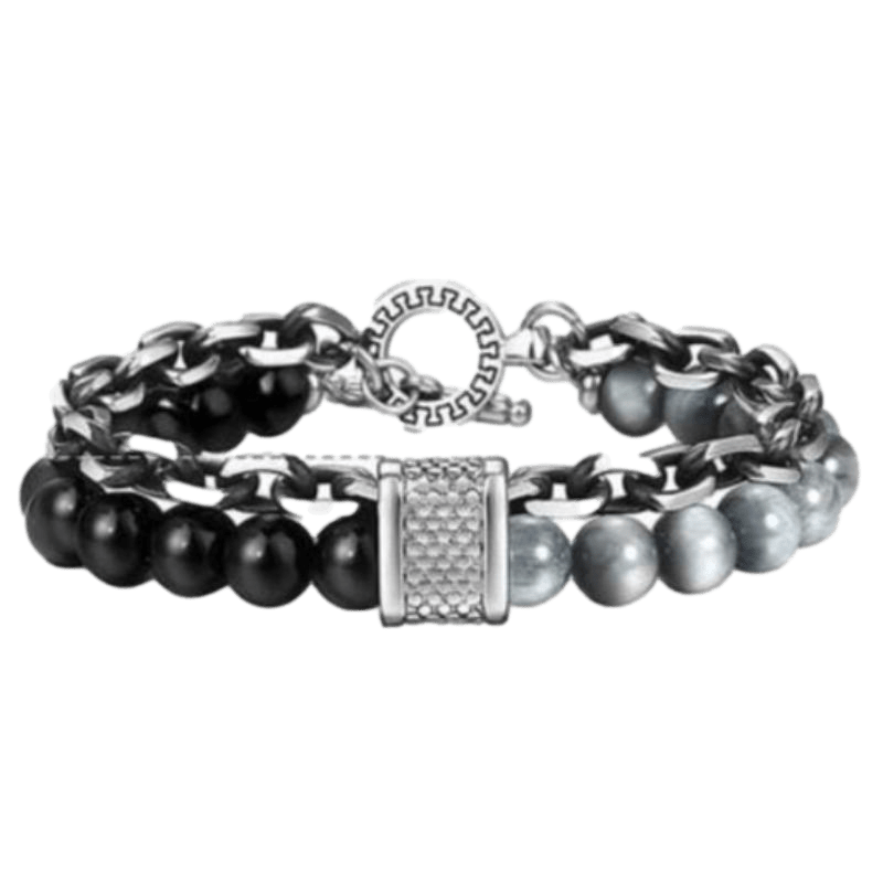 Cuban Link Stainless Steel Beaded Bracelets bracelet by Unique Leather Bracelets