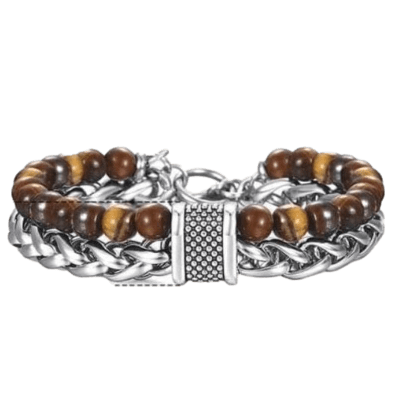 Cuban Link Stainless Steel Beaded Bracelets bracelet by Unique Leather Bracelets