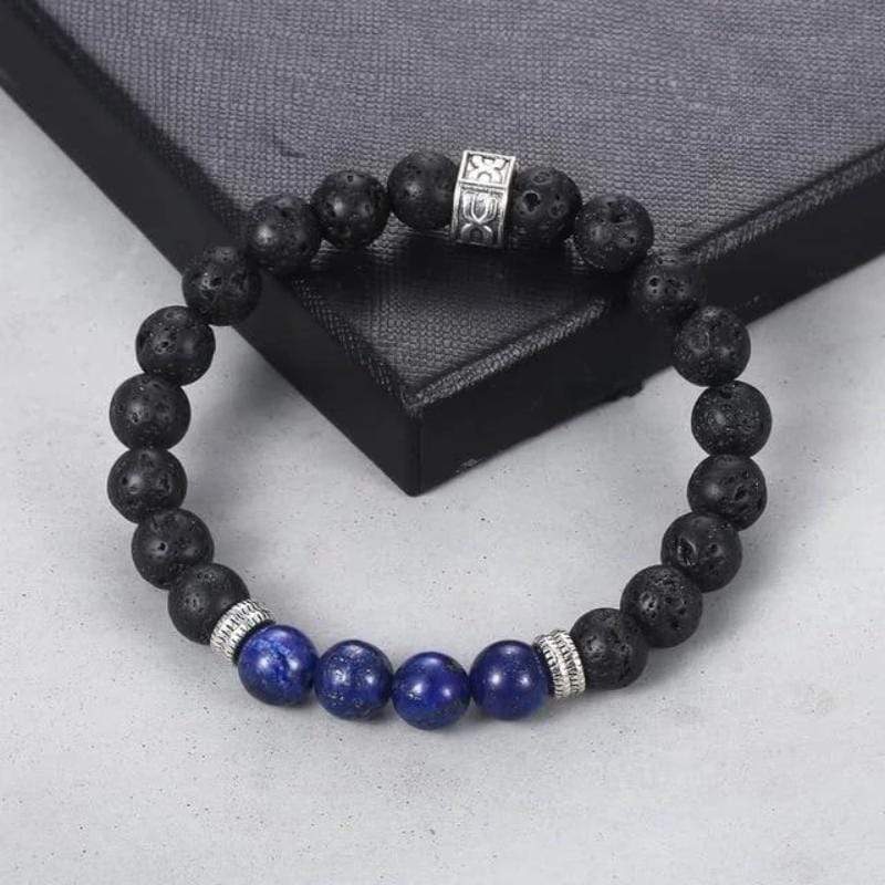 Men's Beaded Lava Stone Bracelets bracelet by Unique Leather Bracelets
