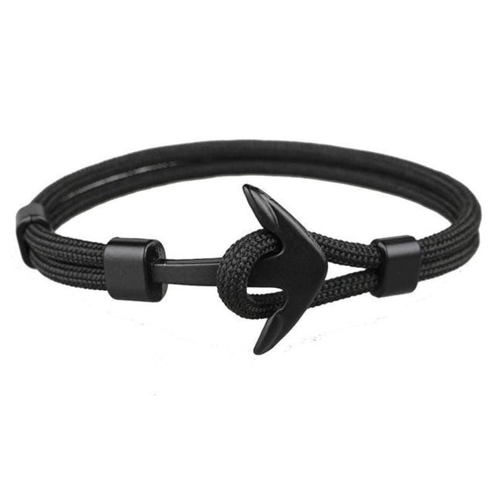 Anchor Wrap Paracord Bracelet Rope Unique Leather Bracelets Black 21cm 