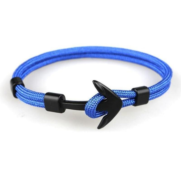 Anchor Wrap Paracord Bracelet Rope Unique Leather Bracelets Blue 21cm 