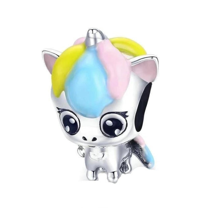 Baby Unicorn Charm Charms Unique Leather Bracelets Silver  