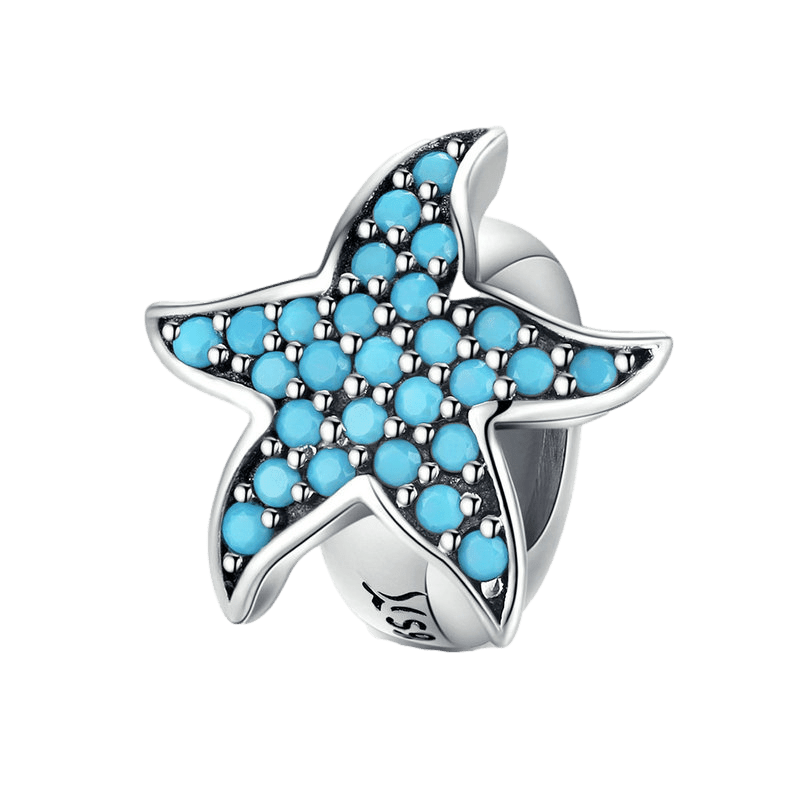 Blue Starfish Stopper Charms Unique Leather Bracelets Blue  