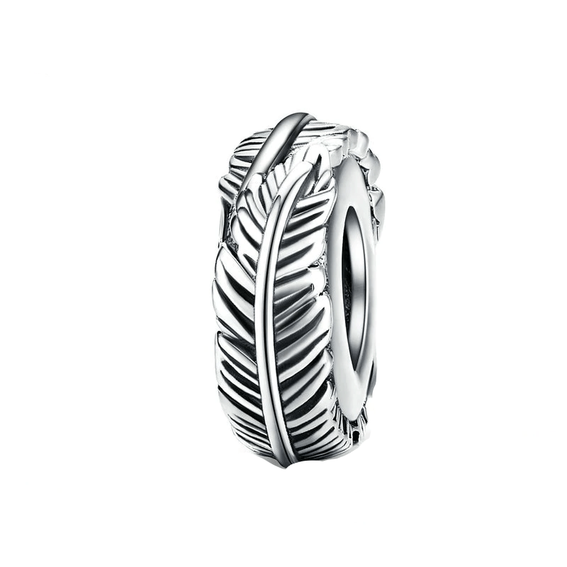 Bohemia  Feather Stopper Charms Unique Leather Bracelets Silver  