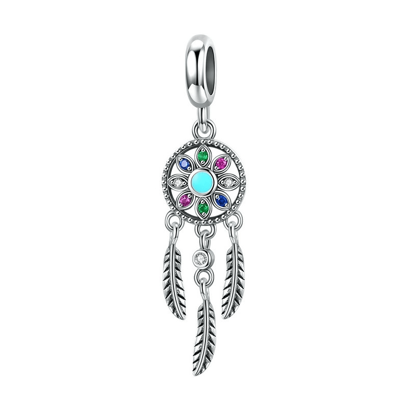 Charms Feathered Dream Catcher Charm Silver