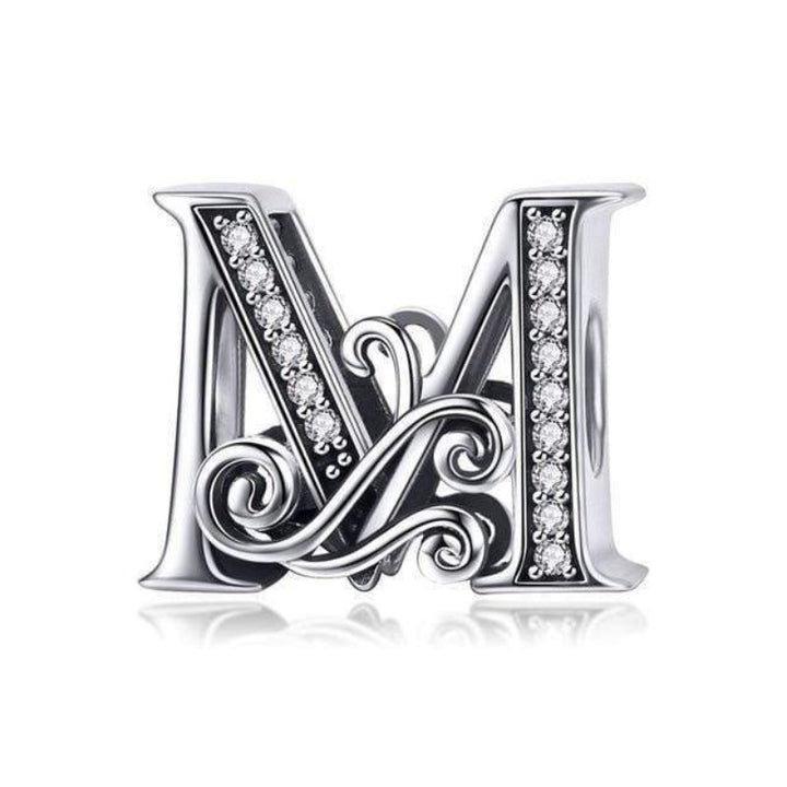 Alphabet Charms Charms & Pendants Unique Leather Bracelets M Silver 