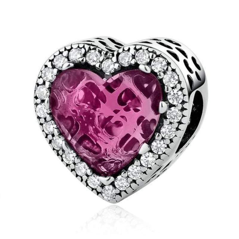Stunning Emerald Heart Charms Charms Unique Leather Bracelets Pink  