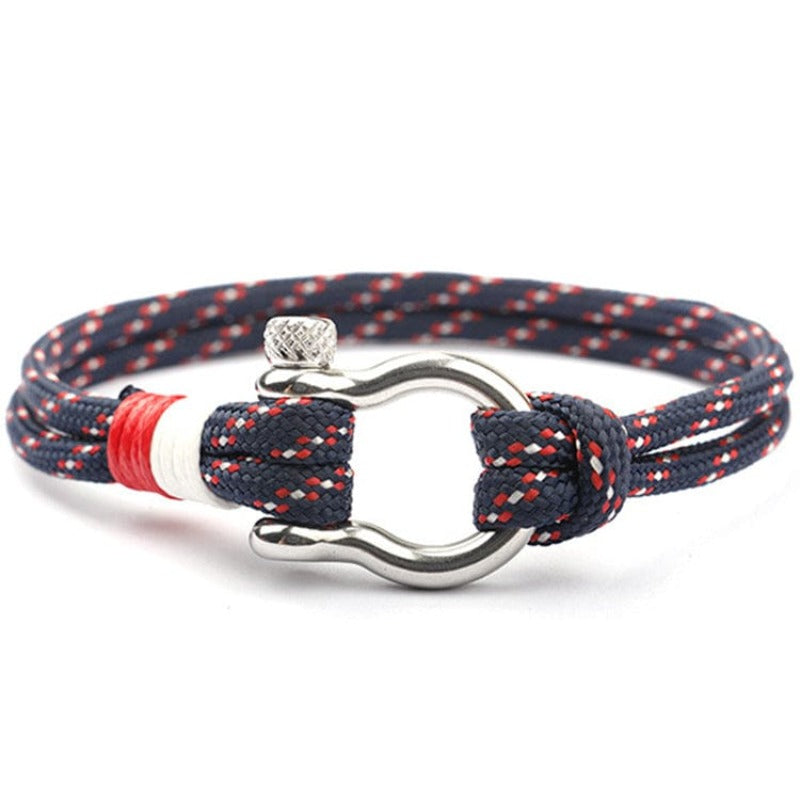 Custom Colorful Nylon Rope Stainless Steel Sailing Bracelet Anchor Hook Men Braid Cuff Bracelet