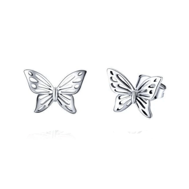 Flying Butterfly Stud Earrings Stud Unique Leather Bracelets Silver  