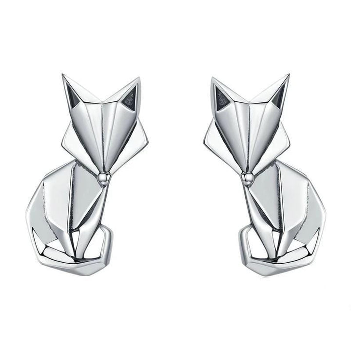 Classic Fox Head Stud Earrings Stud Unique Leather Bracelets Silver  