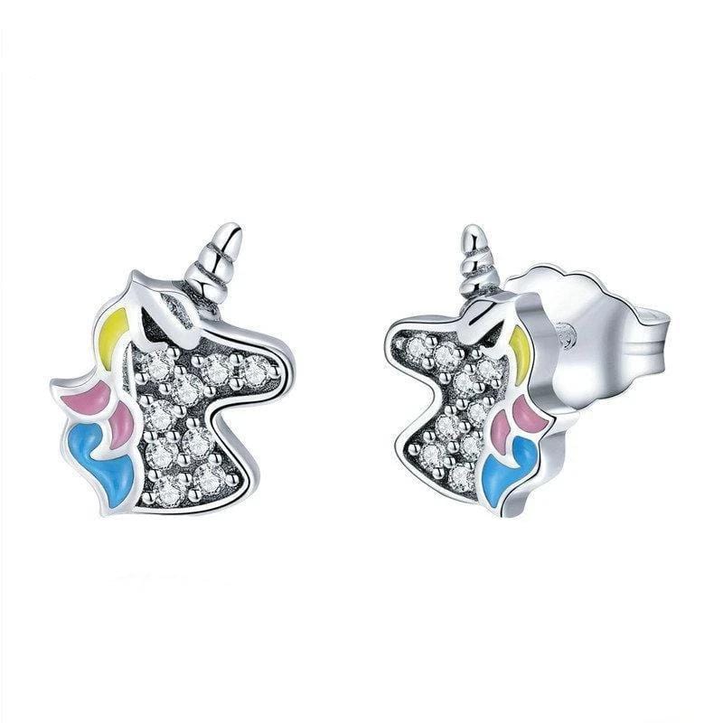 Earring Classic Studded Unicorn Stud Earrings Silver