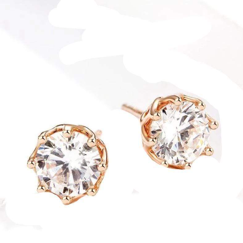 Earrings Classic Snowflake Cubic Zirconia Stud Earrings Rose Gold / WH1